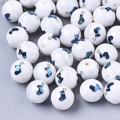 Christmas Opaque Glass Beads LS-EGLA-R113-04F-1