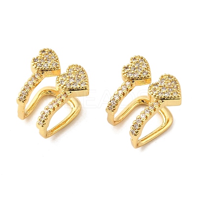 Brass Micro Pave Clear Cubic Zirconia Cuff Earrings EJEW-K309-02G-1