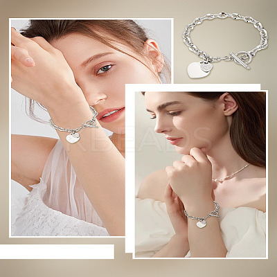 1Pc 304 Stainless Steel Coffee Bean Chain Charm Bracelets for Women BJEW-LP0001-17-1