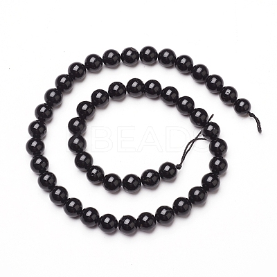 Natural Black Tourmaline Beads Strands X-G-L554-02-8mm-1