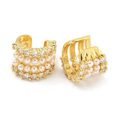 Brass Micro Pave Clear Cubic Zirconia Cuff Earrings EJEW-I305-109G-1