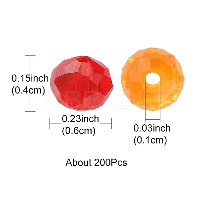 200Pcs Faceted Rondelle Transparent Glass Beads GLAA-YW0001-83-1