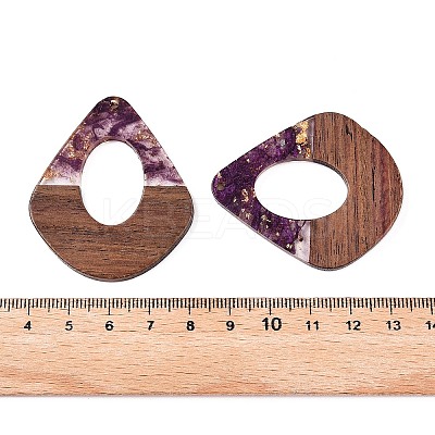 Transparent Resin and Walnut Wood Pendants RESI-T057-07H-1