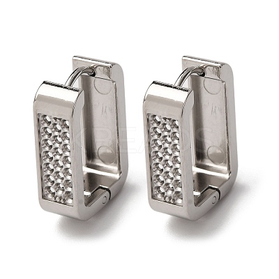 304 Stainless Steel Rectangle Hoop Earrings EJEW-D331-15P-1