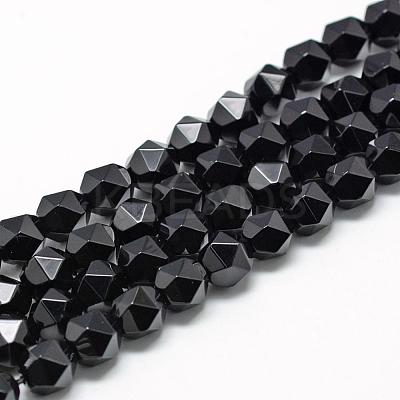 Natural Dyed & Heated Black Onyx Beads Strands G-R448-8mm-10-1