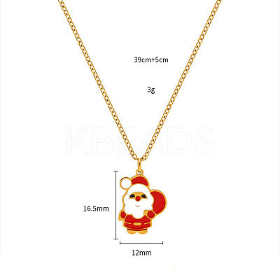 Christmas 304 Stainless Steel Enamel Pendant Necklaces FS-WGDAA96-16-1