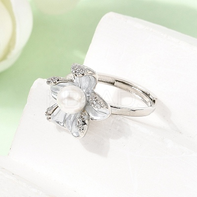 Adjustable Brass Micro Pave Cubic Zirconia Enamel Finger Rings CU-CBABA66-01A-P-1