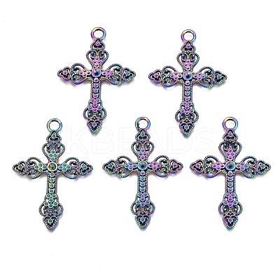 Rainbow Color Alloy Pendant Rhinestone Settings PALLOY-N163-156-NR-1