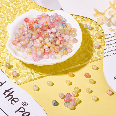 10 Colors Baking Painted Crackle Glass Bead Strands DGLA-TA0001-08A-1