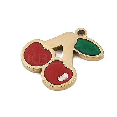 304 Stainless Steel Enamel Charms STAS-I338-01G-13-1