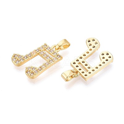 Brass Micro Pave Clear Cubic Zirconia Pendants KK-T075-84G-1
