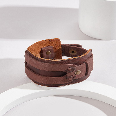 1Pc Punk Style PU Leather Cord Bracelets for Men BJEW-LP0001-19-1
