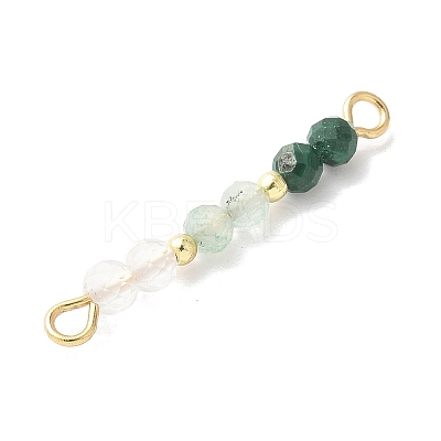 Faceted Round Natural Quartz Crystal & Green Aventurinee & Malachite Beaded Connector Charms PALLOY-JF03530-06-1