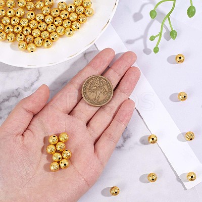 100Pcs Brass Textured Beads KK-SC0003-40-1