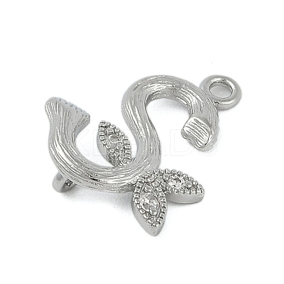 Brass Crystal Rhinestone Letter Links Connector Charms KK-S395-06P-S-1