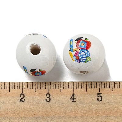 Printed Wood European Beads WOOD-L020-D04-1