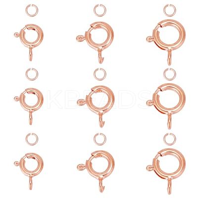 925 Sterling Silver Spring Ring Clasps with Open Jump Rings STER-GO0001-04RG-1