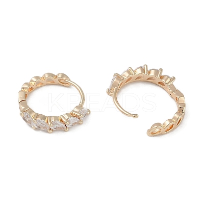 Glass Leaf Hoop Earrings EJEW-L292-008G-1