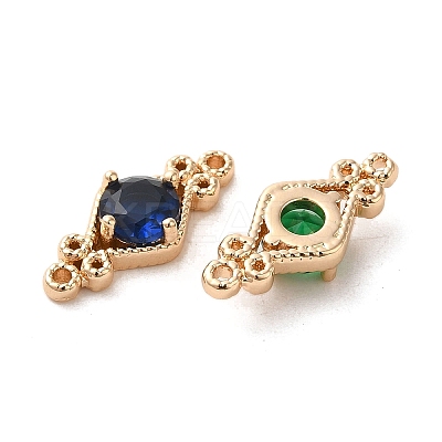 Brass Pave Cubic Zirconia Connector Charms ZIRC-P114-14KCG-1