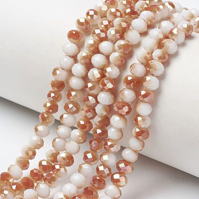 Electroplate Opaque Solid Color Glass Beads Strands EGLA-A034-P8mm-J09-1