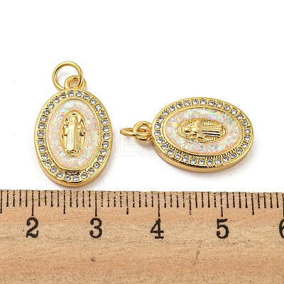 Brass Micro Pave Cubic Zirconia with Synthetic Opal Pendants KK-D096-03A-02-1