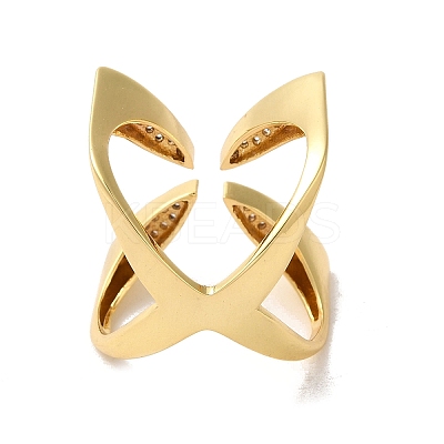 Brass Micro Pave Cubic Zirconia Rings RJEW-R141-01G-1