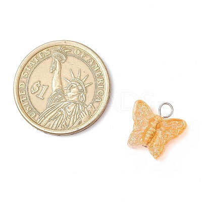 Spray Painted Glass Butterfly Pendants PALLOY-JF03847-01-1