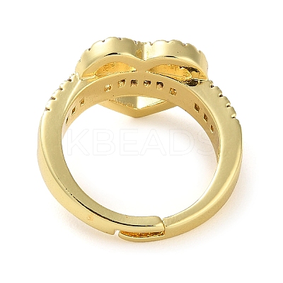 Rack Plating Brass Micro Pave Cubic Zirconia Open Cuff Rings RJEW-K266-08A-G-1