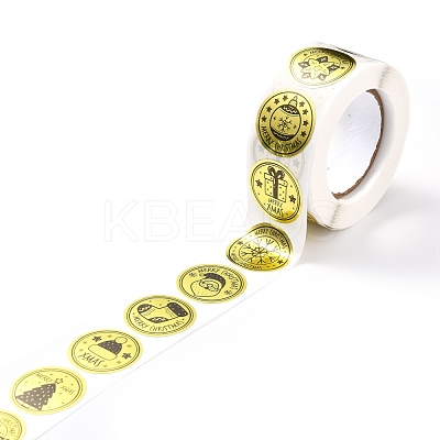 Christmas Themed Flat Round Roll Stickers DIY-B045-12-1