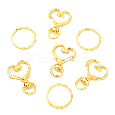 10Pcs Heart Shape Zinc Alloy Swivel Lobster Clasps IFIN-YW0003-88G-1