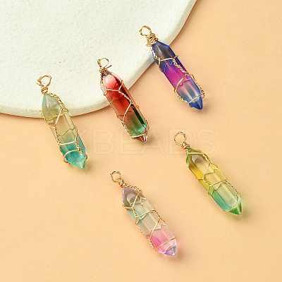 5Pcs 5 Colors Glass Pendants GLAA-YW0003-24-1
