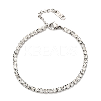 304 Stainless Steel Rhinestone Cup Chain Bracelets for Women BJEW-G753-01P-03-1