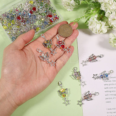 48Pcs 6 Colors Transparent Electroplate Glass Pendant Decorations HJEW-CA00071-1