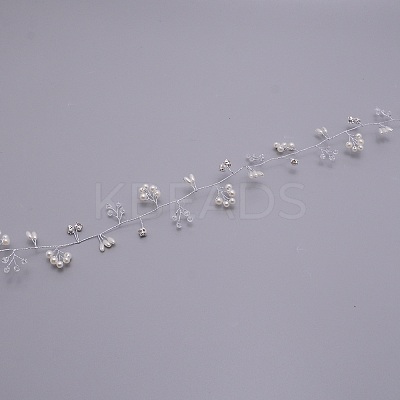 Handmade ABS Pearl Beads Hair Band OHAR-WH0019-06B-1