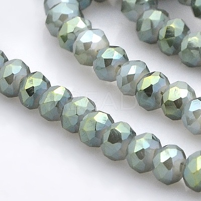 Full Rainbow Plated Faceted Rondelle Imitation Jade Glass Beads Strands GLAA-A024C-FR01-1