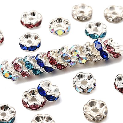 Brass Rhinestone Spacer Beads X-RB-A014-L7mm-S-1