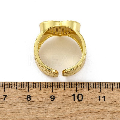 Brass Micro Pave Clear Cubic Zirconia Cuff Rings for Women RJEW-H248-08G-03-1