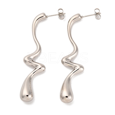 Teardrop 304 Stainless Steel Stud Earrings for Women EJEW-K278-23P-1