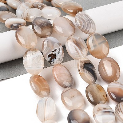 Natural Striped Agate/Banded Agate Beads Strands G-Q182-01K-1