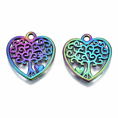 Hollow Rainbow Color Alloy Pendants PALLOY-S180-065-RS-1
