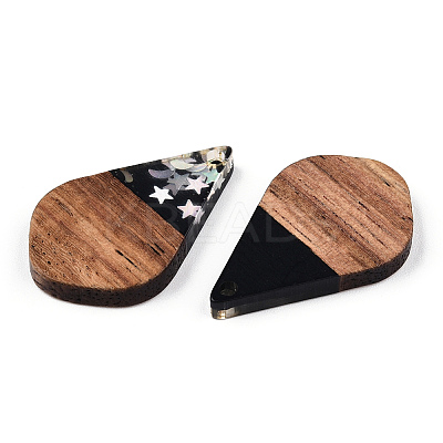 Opaque Resin & Walnut Wood Pendants RESI-N039-60C-1
