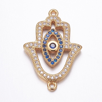Brass Micro Pave Cubic Zirconia Links ZIRC-F082-01G-RS-1