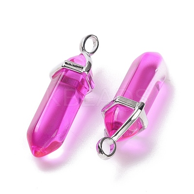 Faceted Bullet Glass Pointed Pendants KK-E282-01P-01-1