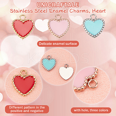 6Pcs 3 Colors 304 Stainless Steel Enamel Charms STAS-UN0032-92-1