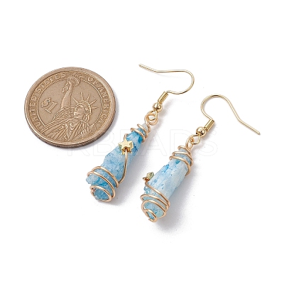 Irregular Nugget & Star Dyed Natural Quartz Crystal Dangle Earrings EJEW-JE05704-02-1