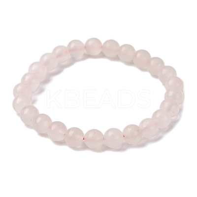 Natural Pink Mangano Calcite Beads Stretch Bracelet for Women BJEW-JB06715-1