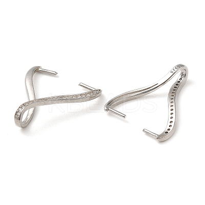 Rhodium Plated 925 Sterling Silver Micro Pave Clear Cubic Zirconia Ice Pick Pinch Bails X-STER-NH0001-52P-1