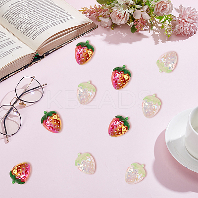 30Pcs 2 Colors Electroplate Opaque Acrylic Pendants PACR-SC0001-09-1