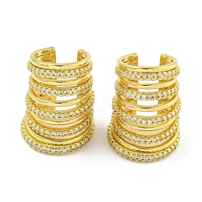 Brass Micro Pave Cubic Zirconia Cuff Earrings EJEW-C104-040G-1