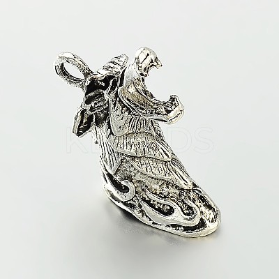 Tibetan Style Zinc Alloy 3D Wolf Head Pendants X-PALLOY-O046-02AS-1